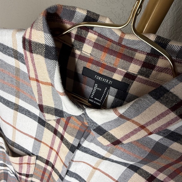 Forever 21 Men's Casual Plaid Shirt - Black, White, Brown - Picture 2 of 4